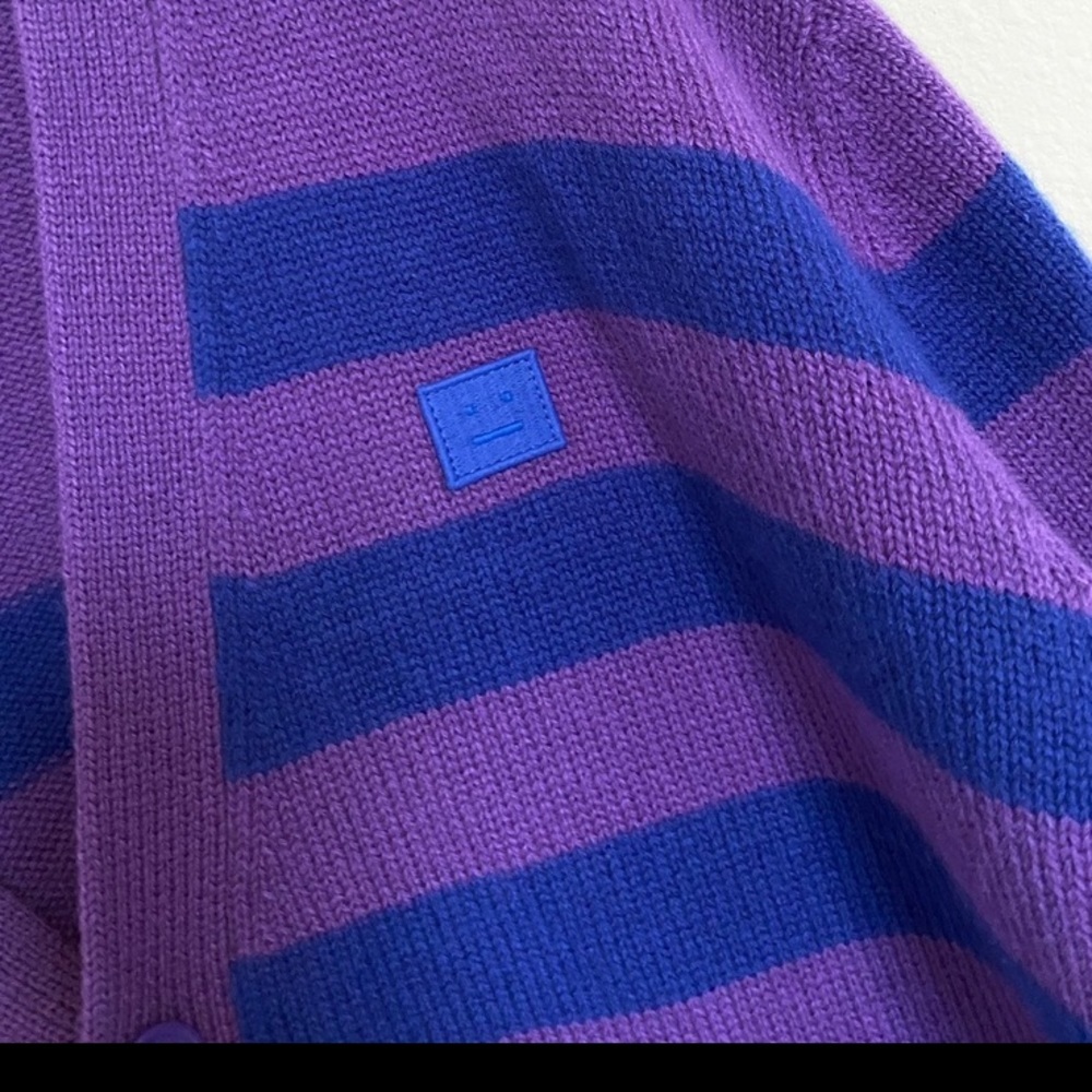 Acne Studios Wool Cardigan Sweater Striped Oversized Mens Luxury Winter Knit - Picture 9 of 15